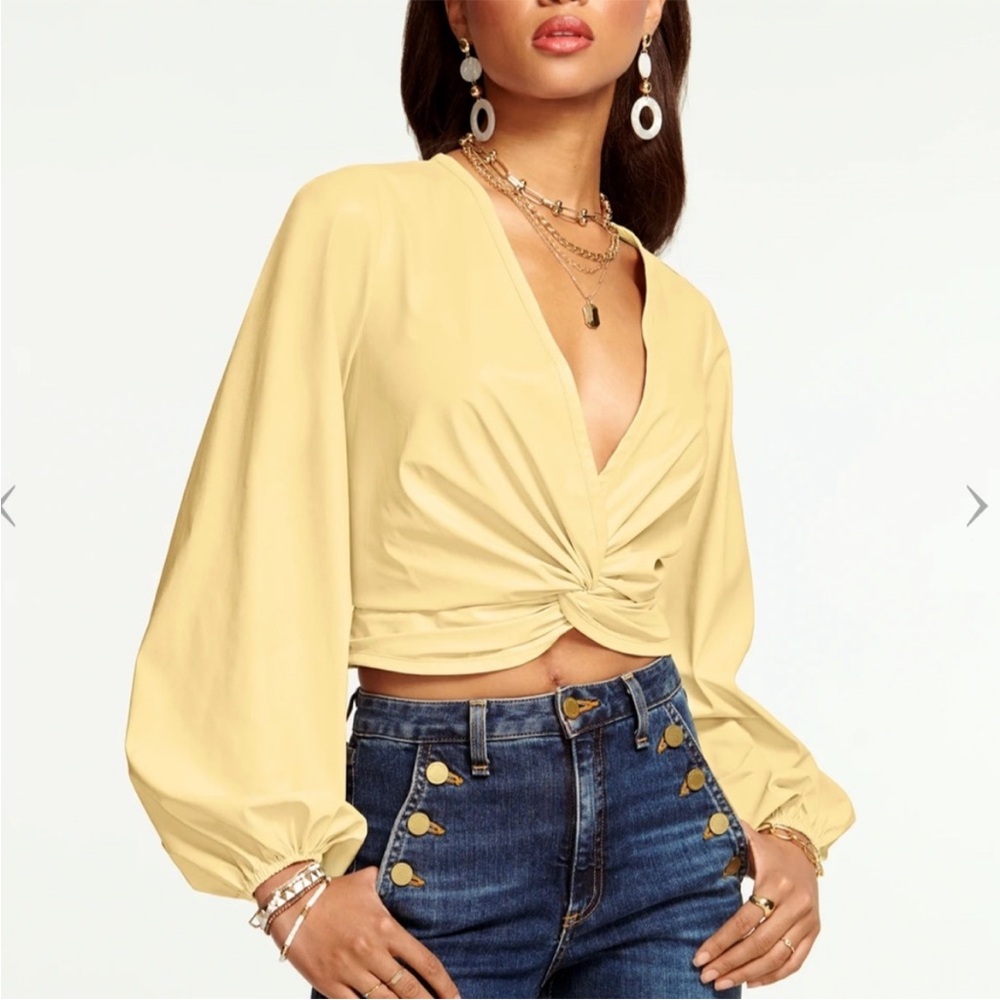 Ramy Brook Tops | Ramy Brook Faux Leather Wrap Top Color: Yellow Large